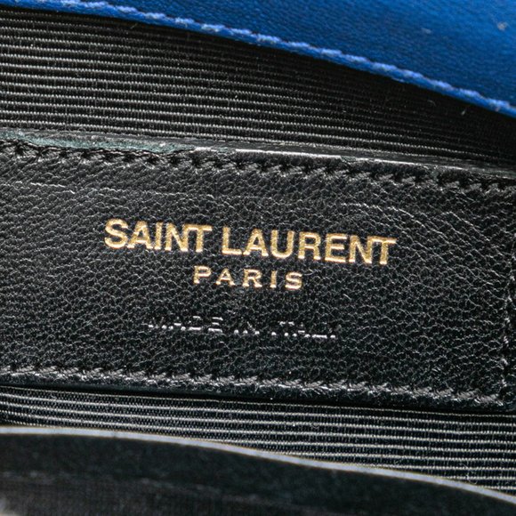 Saint Laurent YSL Monogram Baby Chai Chain Shoulder Bag 399289 Blue Leather W... - Picture 9 of 12